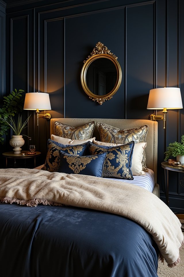 gold accents elevate bedding