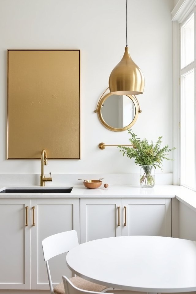 gold artwork enhances kitchens