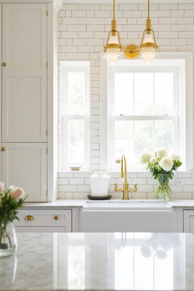 gold grout white subway tiles