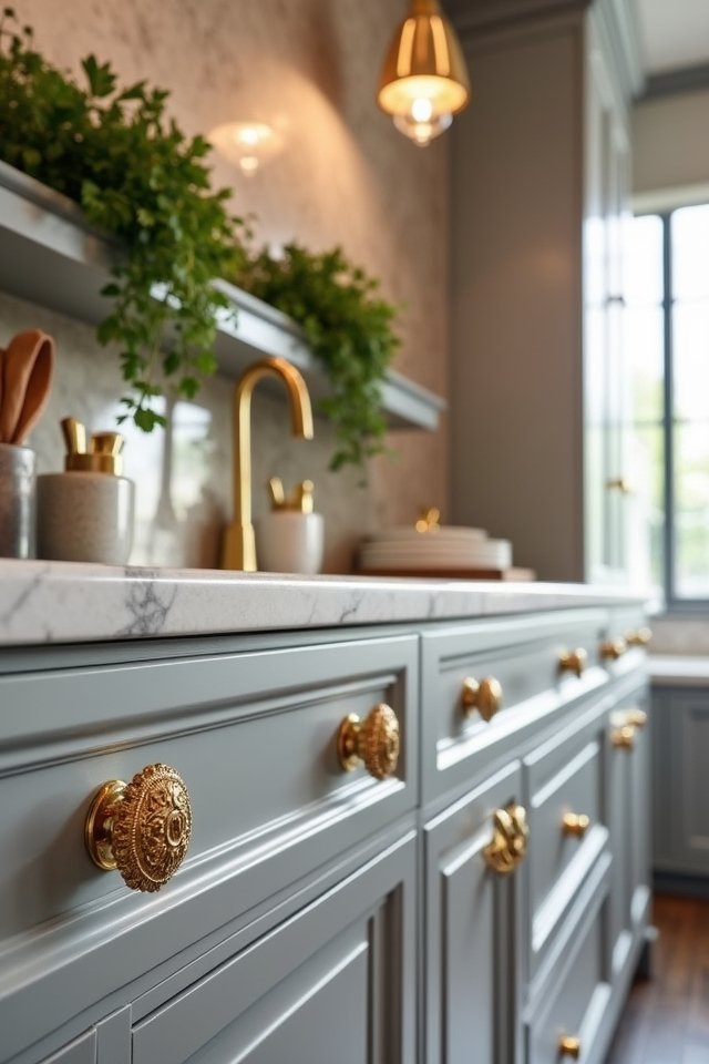 gold hardware for kitchens