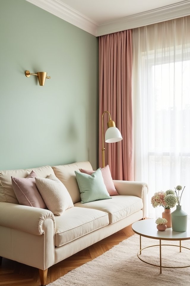 golden accents with pastels