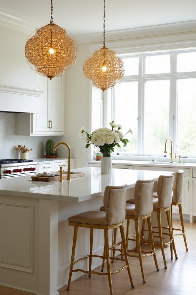 golden light fixtures elevate kitchens