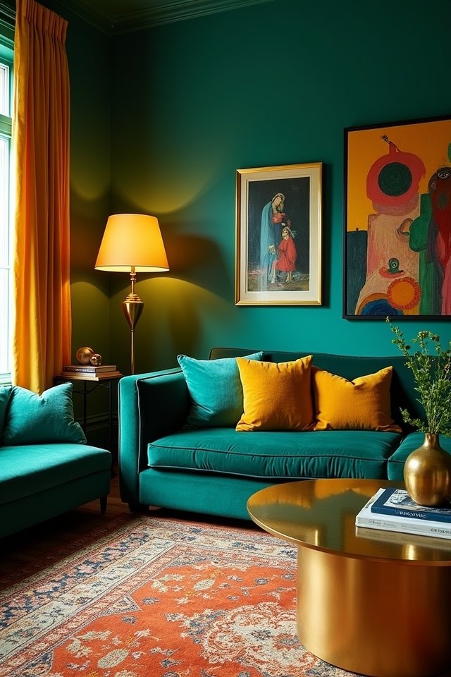 golden yellow living room accents