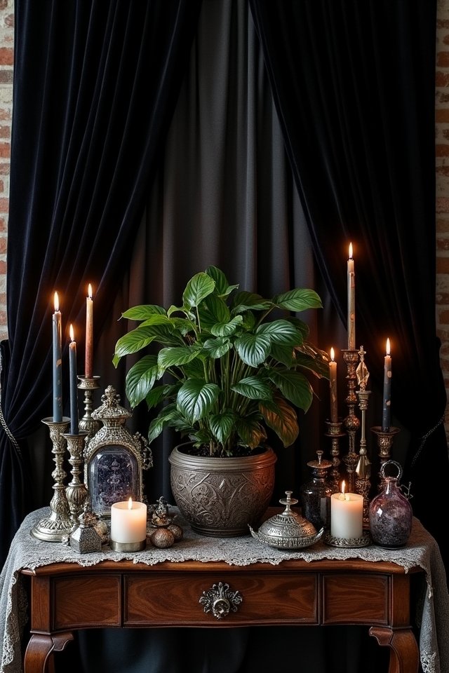 gothic boho altar setup