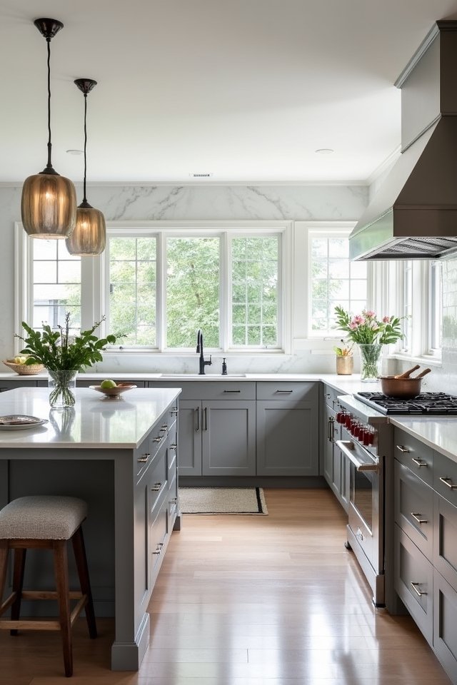gray and white kitchen elegance
