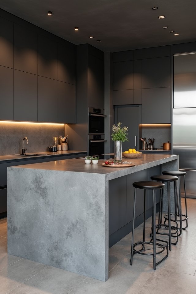 gray concrete kitchen elegance