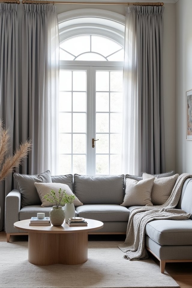 gray curtains add elegance