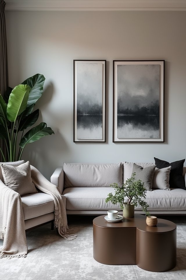 gray wall art layering