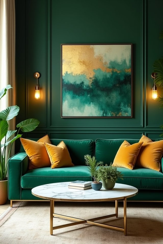 green and gold decor