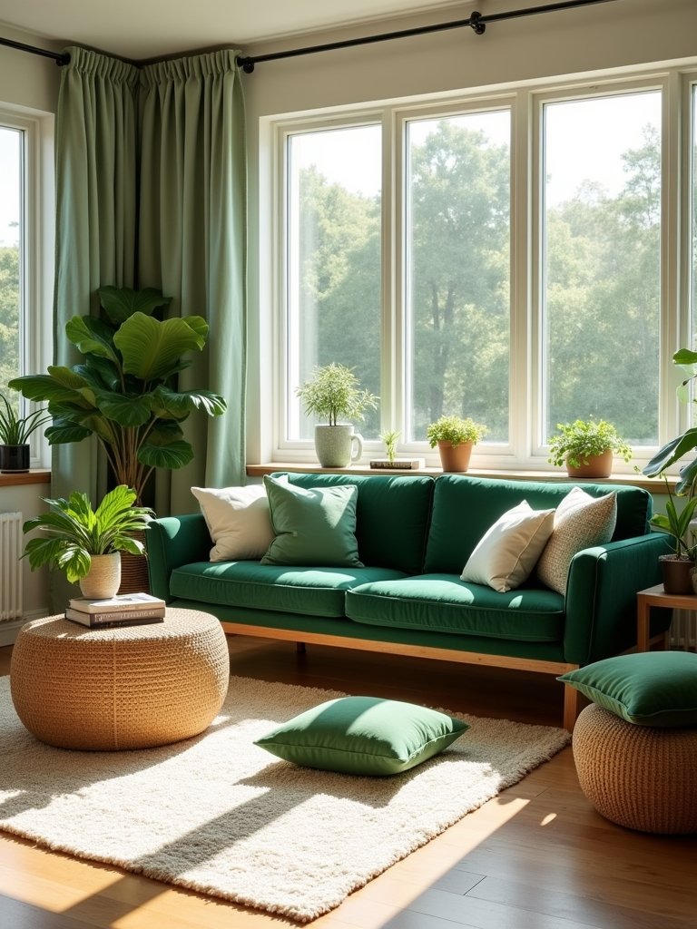 green curtains for ambiance