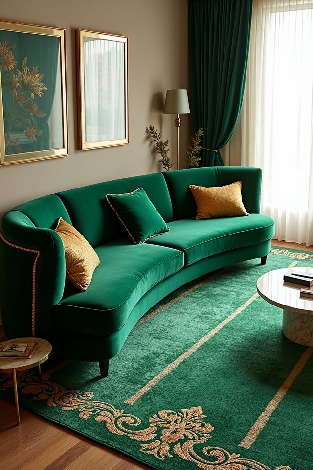 green rugs with gold