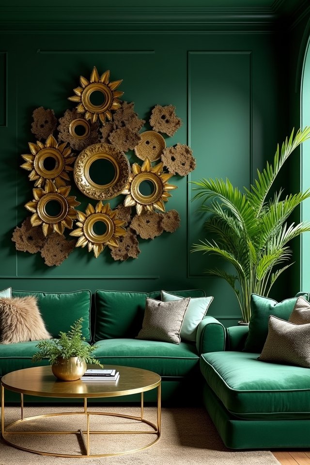 green wall gold decor