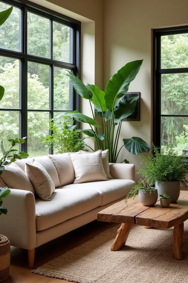 greenery and earthy tones