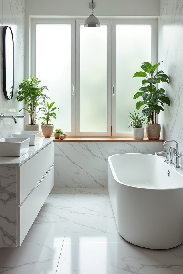greenery enhances bathroom ambiance
