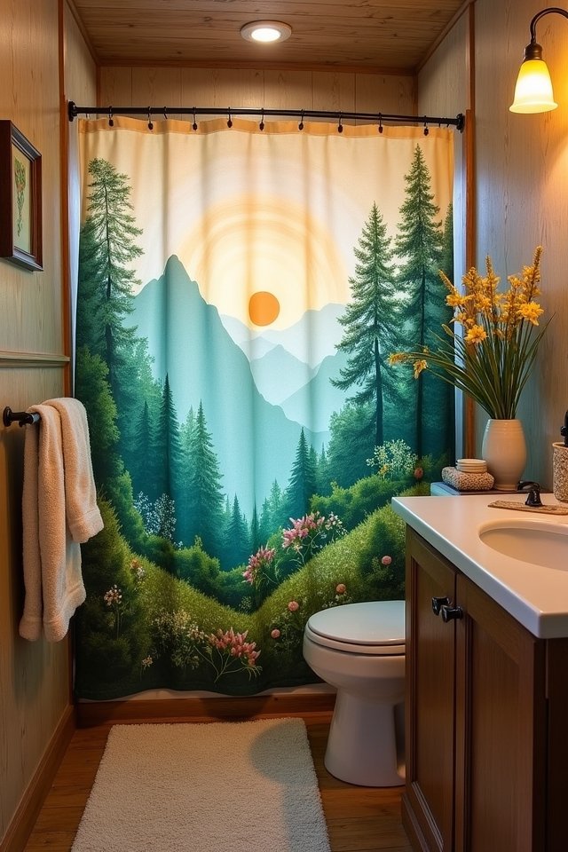 hand painted nature shower curtains