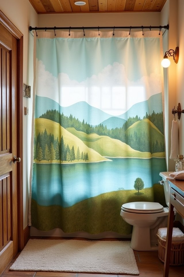 hand painted scenic shower curtains
