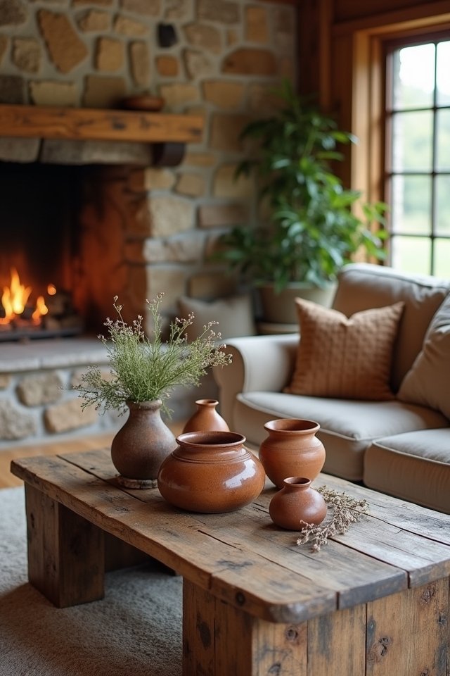handcrafted pottery enhances decor
