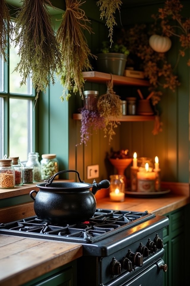 hanging dried herbs display