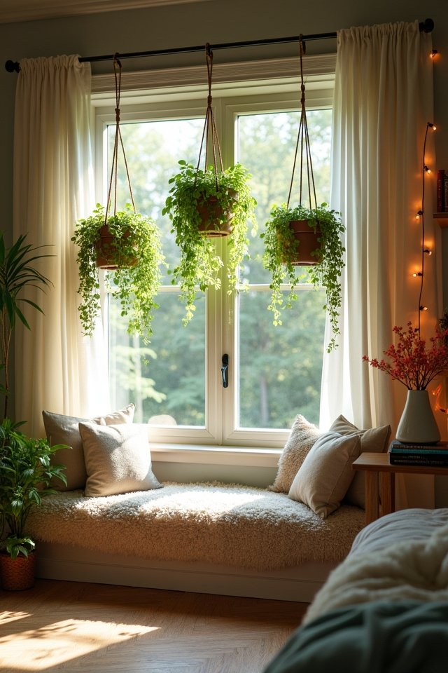 hanging planters create space