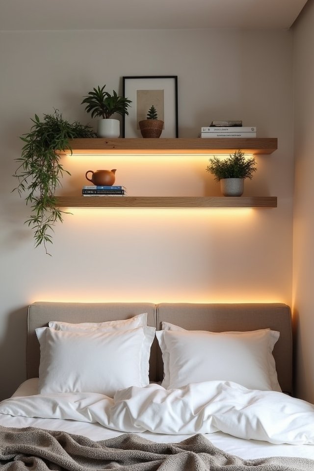 hidden lighting on shelves