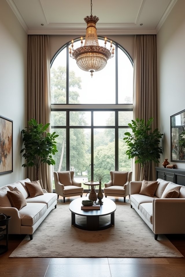 high ceiling furniture arrangements