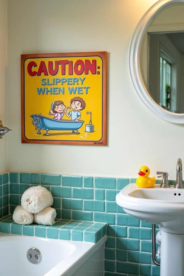 humorous restroom caution signs