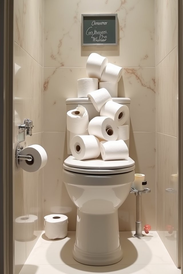 humorous toilet paper decor