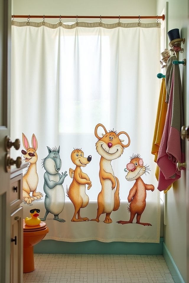 humorous whimsical shower curtains