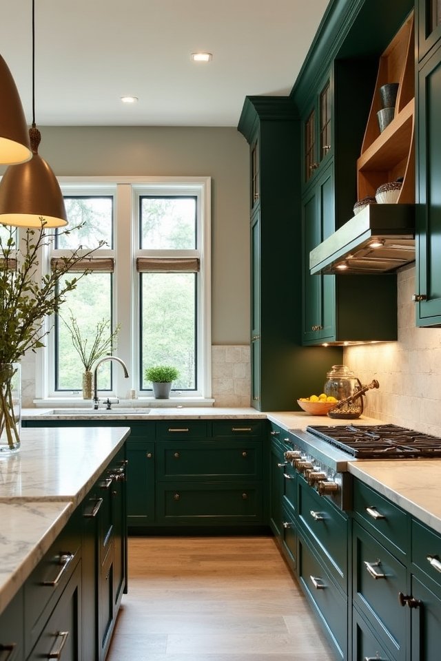 hunter green kitchen elegance