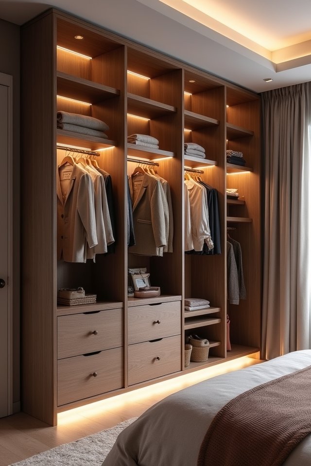 illuminated wardrobe design elegance