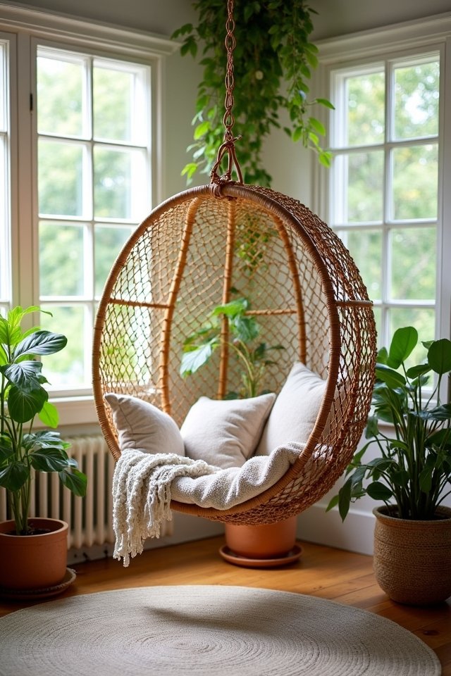 indoor swing with plants