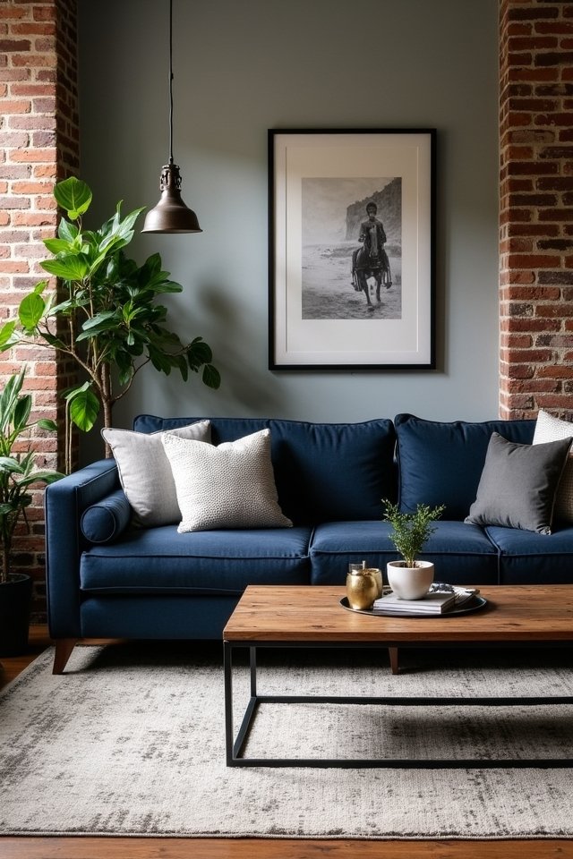 industrial navy living room