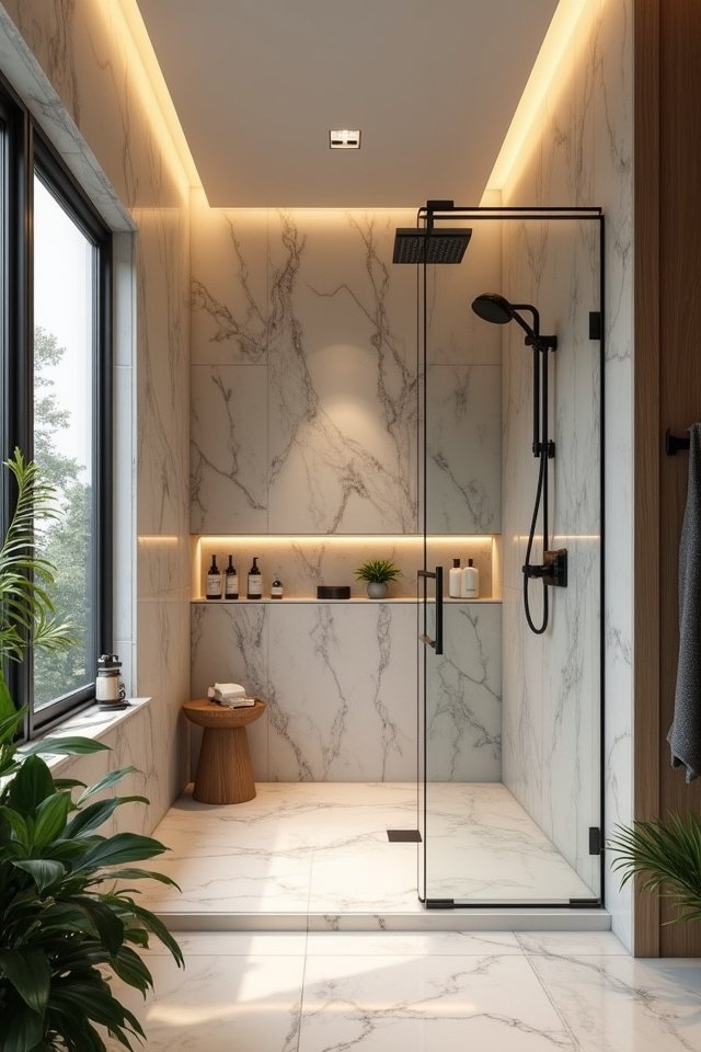 integrated mirror shower niches