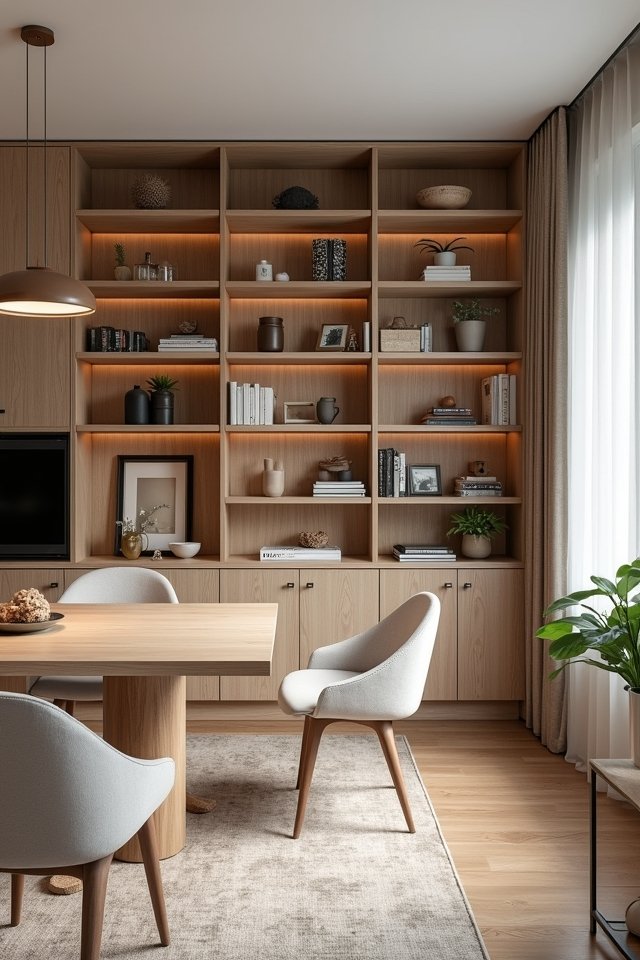 integrated shelving saves space