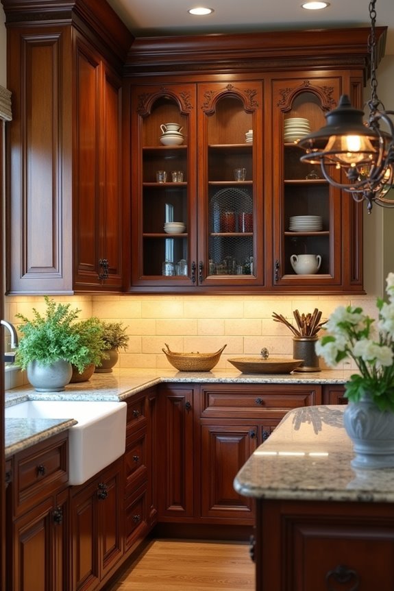 intricate cabinetry enhances elegance