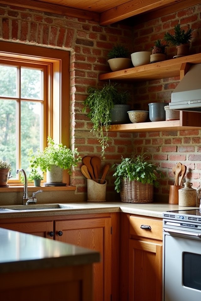 inviting brick stone backsplash