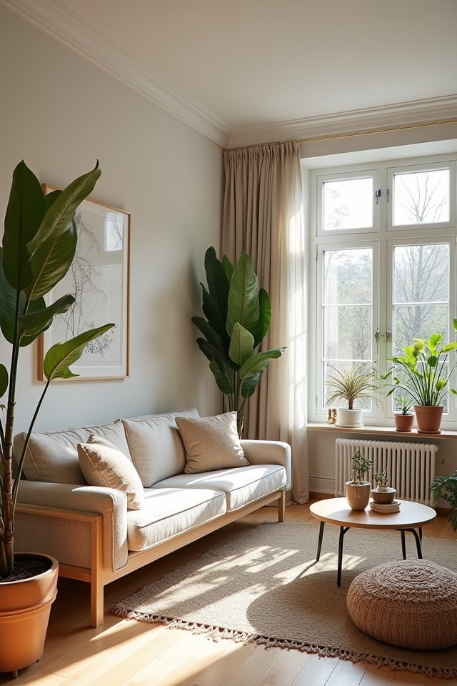 inviting scandinavian living greenery