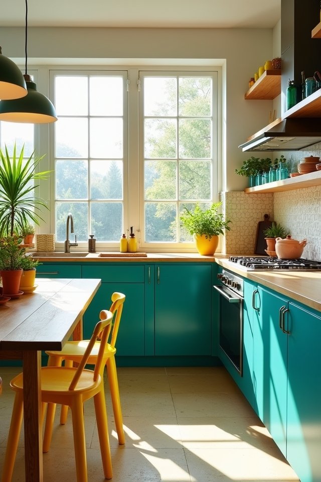 joyful teal and sunny yellow