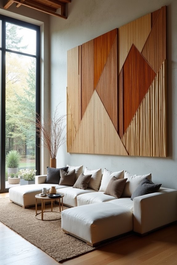 layered bamboo wall art