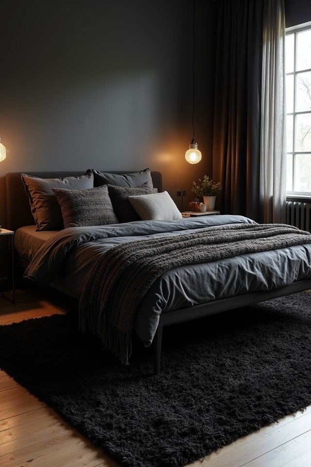 layered black rug aesthetics