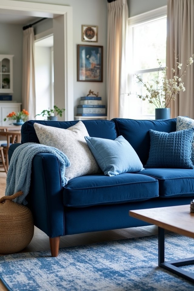 layered blue textile comfort