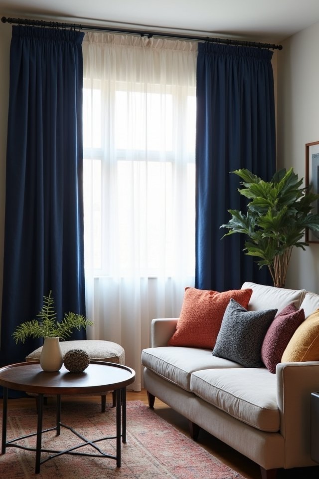 layered curtains for depth
