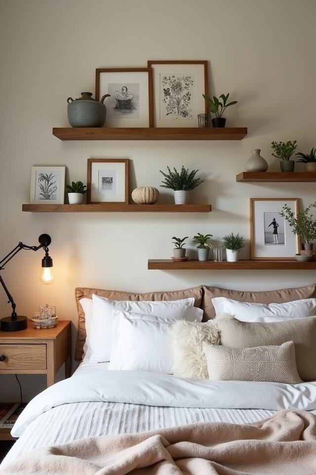 layered floating shelf display