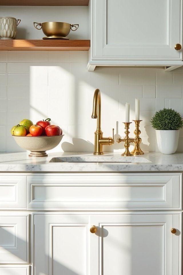 layered gold kitchen accents