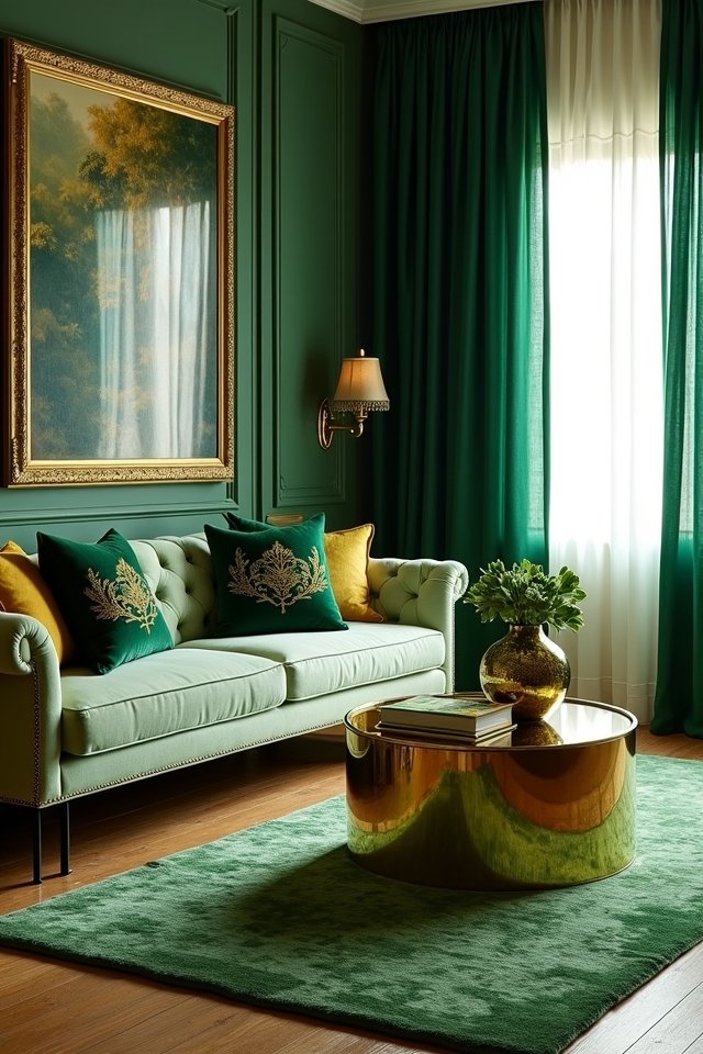 layered green textiles elegance