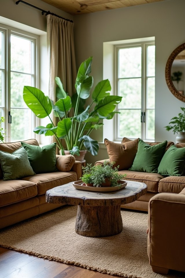 layered greens and browns