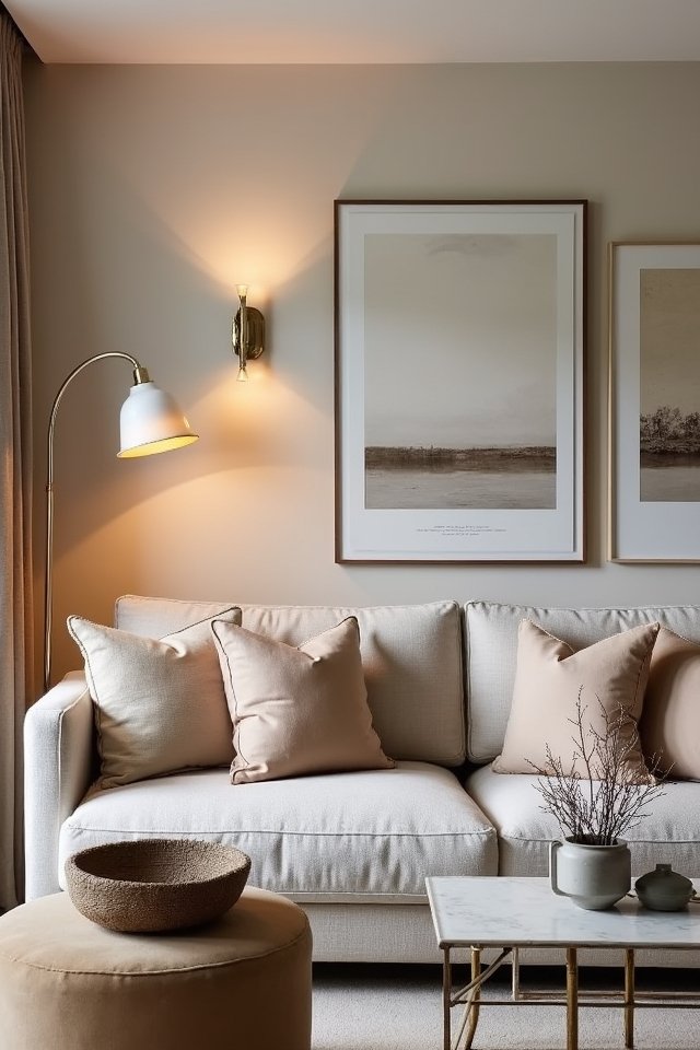 layered lighting enhances greige