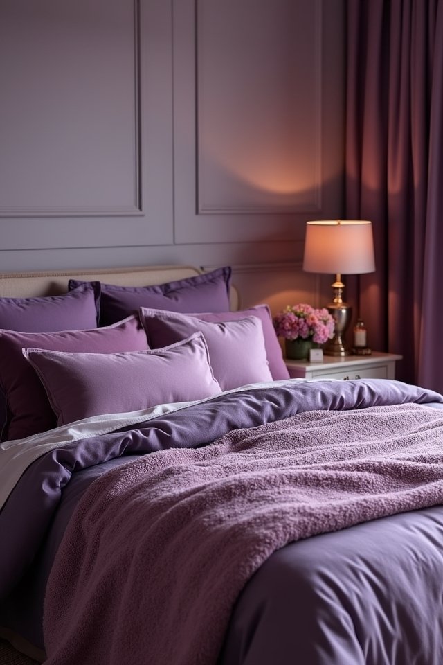 layered rich purple bedding