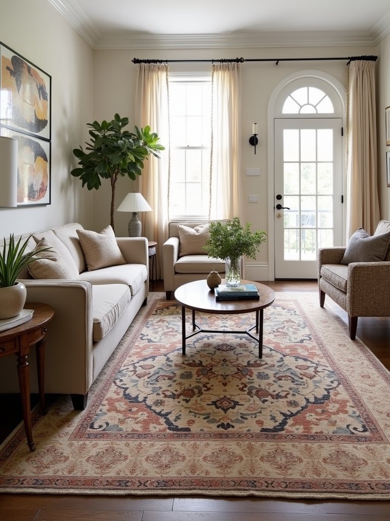 layered rugs create comfort