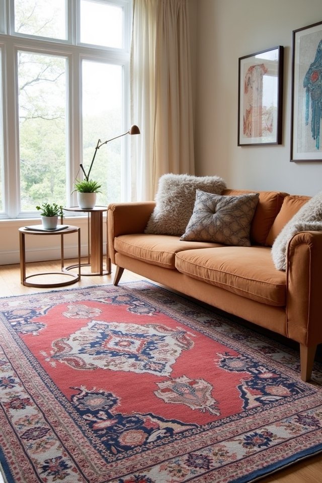 layered rugs create coziness